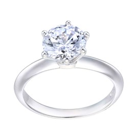 Kleine Schätze Sterling Silver 1ct Cubic Zirconia (6mm) Solitaire Engagement Ring, Silver, 1CT
