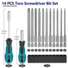 Prebarfun 14pcs Torx Screwdriver Bit Sets, 100mm Torx Head Screwdriver