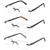 FEIVSN 3 Pack Rimless Reading Glasses for Men Blue Light