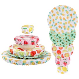 5 Pcs Bowl Covers Reusable in 5 Size Stretch Cloth Fabric Bowl Covers, Elastic Food Storage Bowls Cover for Proofing Fruits Leftovers Food (Colorful)
