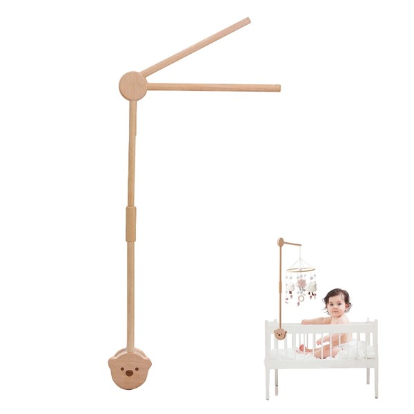 let's make Baby Mobile Arm for Cot Bed Bell Holder 32 Inch Wooden DIY Bear Crib Mobile Arm Beech Holder Suitable for Hanging Baby Nursery Mobiles (Bear)