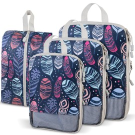 Compression Packing Cubes for Travel, Travel Essentials Luggage Organizer bags for Suitcase, Durable Compression Travel Packing Cubes for Carry on Backpack (B)