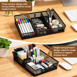 Yummy Sam 2 Pack Metal Mesh Office Desk Drawer Organizer Tray