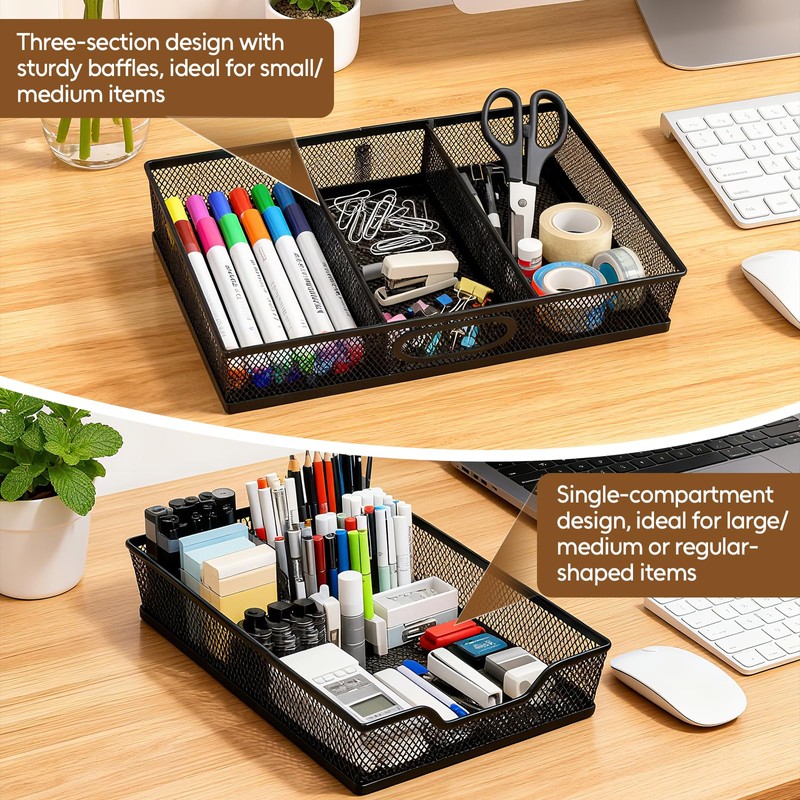 Yummy Sam 2 Pack Metal Mesh Office Desk Drawer Organizer
