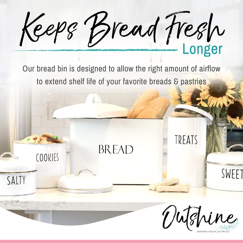 Vintage Metal Bread Bin - Countertop Space-Saving, Extra Large, High