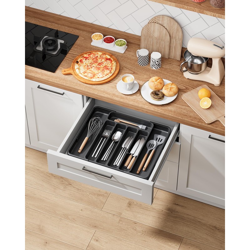 Kitsure Cutlery Drawer Organiser for Kitchen - Adjustable Cutlery Tray