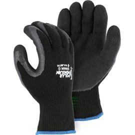 Majestic Polar Penguin Winter Lined Napped Terry Glove with Foam Latex Dipped Palm | 1 Dozen - MED | ANSI A2, Heavyweight Glove, Black | for Automotive, Industrial, Manufacturing | 3396BK