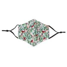 Weddingstar 3-Ply Adult Winter Washable Cloth Face Mask Reusable and Adjustable with Filter Pocket - Winter Berries