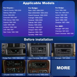 5GWiFi Car Radio for Jeep Wrangler Cherokee 1997-2002, Dodge Ram 1500/2500/3500 1994-2001, Chrysler Cirrus Dodge Grand Caravan Avenger 1995-2000, 6.86"Touchscreen Stereo Apply Carplay Android Auto GPS