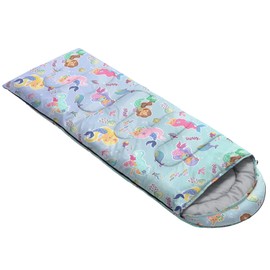 Datura home Kids Sleeping Bag for Boys Girls,Watercolor Mermaid Print-Lightweight Warm Portable Outdoor Indoor-Waterproof Cold Weather Resistant Sleeping Bag for Camping Hiking(Mermaid2)