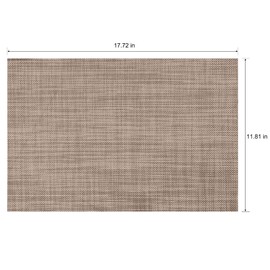 CADONO Placemats Set of 4 Washable Indoor/Outdoor Vinyl Place Mats for Dining Table Durable Non-Slip Heat Resistant PVC Weave Table Mats（Khaki）