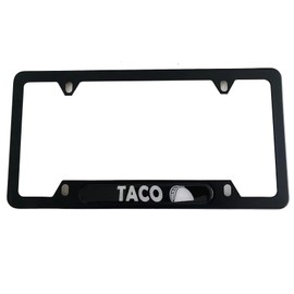 License Plate Frame Cover Holder, Black for Tacos Funny Tacoma, Truck Car Accessories 2PCS