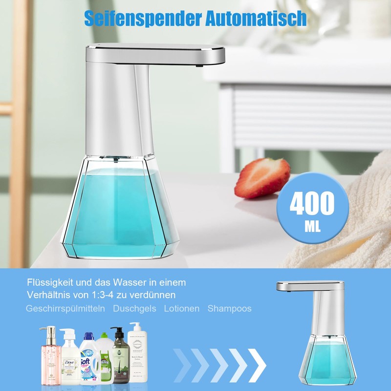 Automatic Soap Dispenser, 400 ml Electric Soap Dispenser with Sensor,