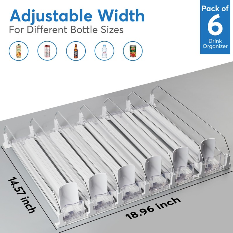 Dwella Drink Organizer for Fridge – 6-Tier Can Dispenser for
