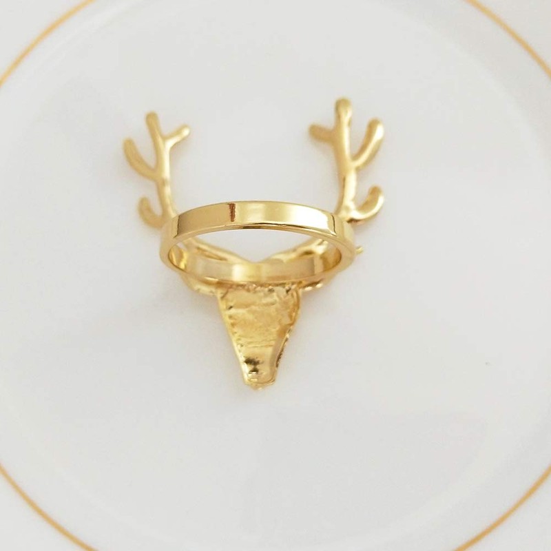 CENPEK 6pcs Gold Deer Napkin Rings Holders for Wedding Home