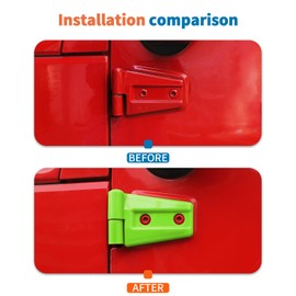 JeCar 12PCS Green Full Set Door Hinge Cover Trim Kit Fit for 2007-2018Jeep Wrangler JK JKU Door Hinge Covers & Hood Hinge Covers & Tailgate Hinge Covers