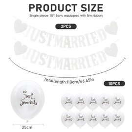 EPCDBBRT 2 Pieces Of Wedding Flags, 10 Pieces Of Latex Balloons, Wedding Banners And Decorations, Hanging Background Props, Wedding Decorations