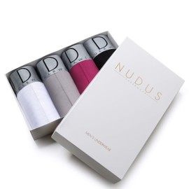 NUDUS Men’s Underwear – 4-Pack Boxer Briefs – Luxury Cotton Underwear – Soft & Lightweight with Silk Waistband – Yellow, Blue, Pink, Red– Choose Your Size