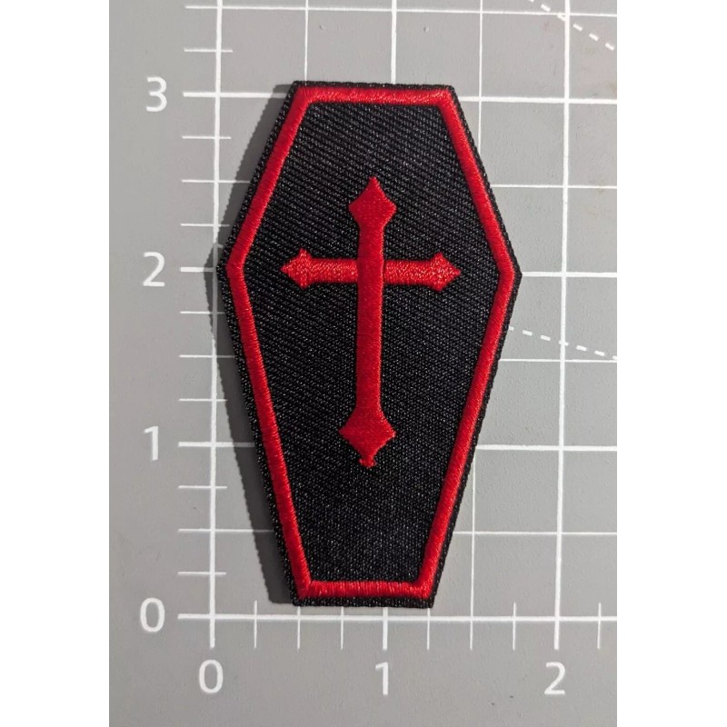 Unbranded Gothic Vampire Coffin With Red Cross Punk Goth Embroidered
