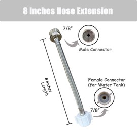 CHOMLEY 8" Toilet Connector Hose, Toilet Supply Hose Extension Compatible with TOTO Series Washlet Toilet 7/8 Female to 7/8 Male Prevent Leaking of Bidet Sprayer T Adapter Connection to Toilet Tank
