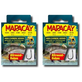 Set: 2 packs of Behr Maracay tied all-round fishing hooks (16 pieces), 60 cm hook size 6, 8, 10, 12 depending on selection + free Petri Heill! sticker (hook size 10)