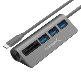 SABRENT 3 Port Usb 3.0 Hub With Card Reader Gray Transfers Data At 5Gbps Plug And Play