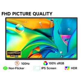 AYY Portable Monitor 18.5 inch, 100HZ 1080P 100% sRGB, Ultra-Slim & Lightweight Frameless FHD IPS HDR Gaming Display, Travel Second Monitor for Laptop with VESA & Speakers