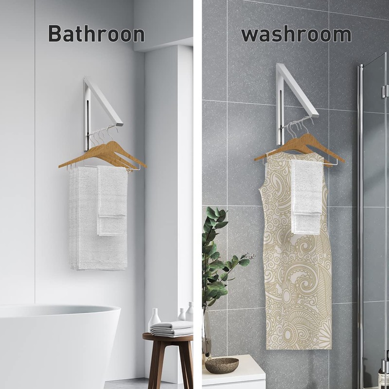 Anjuer Wall Mounted Drying Rack Clothes Hanger Folding Wall Coat