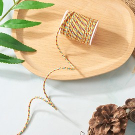 Elecrelive 4.3Yards Cotton Macrame Rope 1.5mm Braided Twisted Cord 3 Colors 4-Ply Twine String Polyester Knitting Cord for Bracelets Gift Wrapping Wall Hanging Plant Hanger