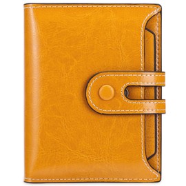 Ladies Purse, RFID Blocking Large Capacity Leather Women's Wallet with Multiple Card Slots and Zipper Coin Purse (Yellow, One Size)