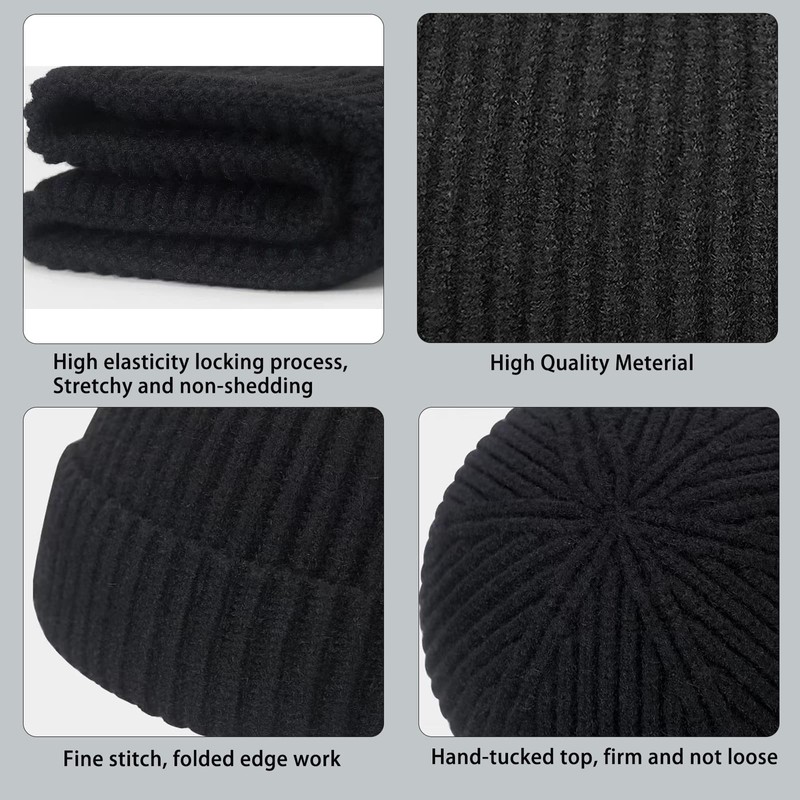 Winter Beanie Hat, Roll up Edge Skullcap Fisherman Beanie, Unisex