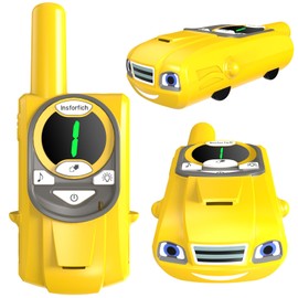 Auto Kids Walkie Talkies,Toys for 3-12 Year Old Boys Girls,3 Channels 2 Way Radio Toy, 2 Miles Range for Outdoor, Camping, Hiking (Yellow)