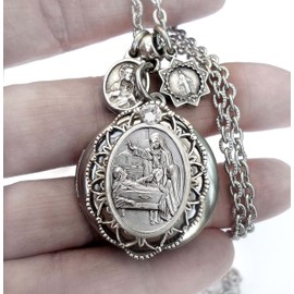 St. Colette Locket Necklace, Catholic Charm Jewelry, Confirmation Gift, Patron Saint Gift