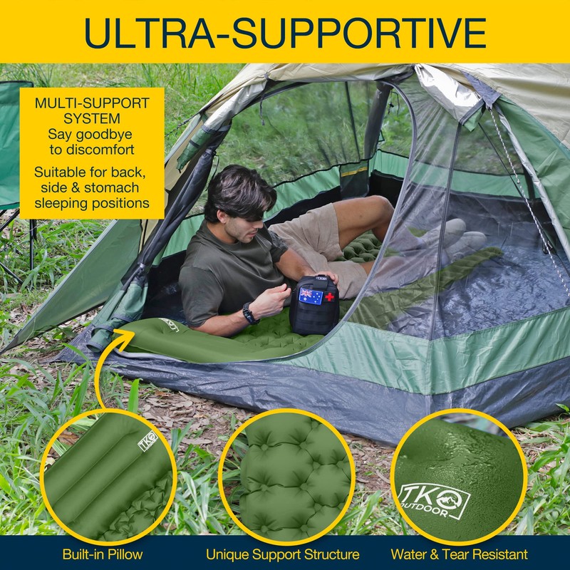 TKO Outdoor Comfort Sleeping Pad - Inflatable Camping Mattress with