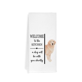 Funny Kitchen Hand Towels Dishcloths for Dog Mom Dad Labrador Lover Gifts,Welcome to The Kitchen a Dog Will Be with You Shortly,16x24 inch