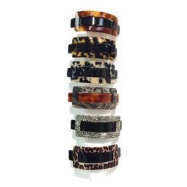 Wardani tortoiseshell Large Rectangle Buckle Barrette Handmade in France (Onyx/Tortoise)