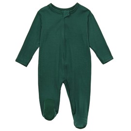 Aablexema Baby Footie Pajamas Zipper - Rayon from Bamboo Infant Footed Pjs with Mittens Sleepwear Jammies(Green, 3-6m)