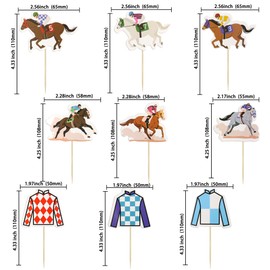 Gyufise 36Pcs Horse Cupcake Toppers Horse Decorations Clothing Jockey Horse Racing Toothpicks Run for the Rose Cupcake Picks for Animal Party Supplies