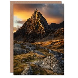 Artery8 Greeting Card Tryfan Mountain Peak Summit Snowdonia Wales Blank For All Him Or Her Art Birthday Card