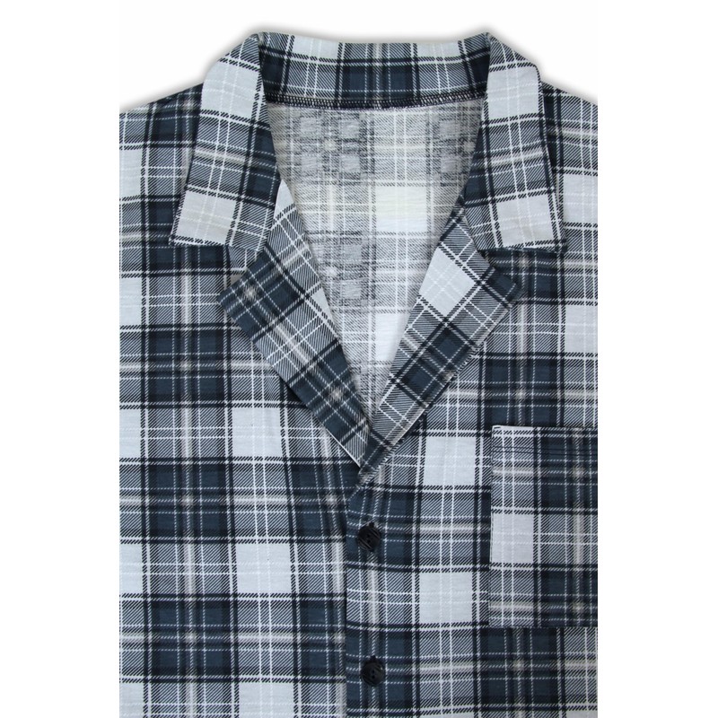 sesto senso Elegant Checked Short Sleeve Pyjamas Men's Button Down