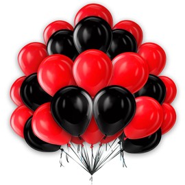 Red Black Balloons 10 Inch 25 Pack Balloons Party Balloons for Casino Card Night Poker Mouse Theme Party Birthday Baby Shower Wedding Anniversary Decorations