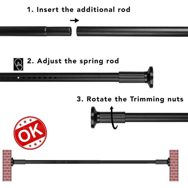 Tension Curtain Rod, 51-165 Inch,Spring Shower Closet for Windows or