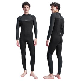 Divmystery Wetsuits for Men (7 Sizes) - Super Stretchy - 3/2mm Back Zip Full Body Mens Wet Suits for Cold Water Diving Swimming Surfing Snorkeling Kayaking