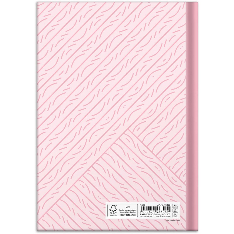 RNKVERLAG 46803 Notebook "Rosé" in DIN A5 Squared with 96