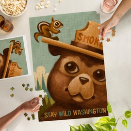 Lantern Press 1000 Piece Jigsaw Puzzle, Washington, Smokey Bear and Squirrel, Stay Wild