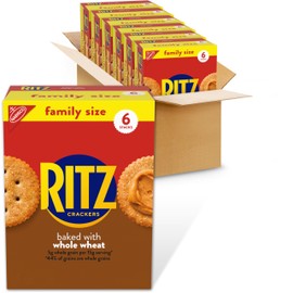 RITZ Whole Wheat Crackers, Snacks for Kids and Adults, Bulk Lunch Snacks, Family Size, 6-19.3 oz Boxes