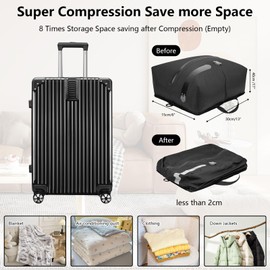 2 Pack TPU Vacuum Bags for Clothes Reusable with Airtight Valve, Waterproof Travel Packing Cubes Made of 70D Nylon with Zip, Airtight Organiser for Suitcase/Backpack/Hand Luggage