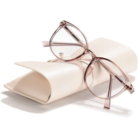 OPTOFENDY Blue Light Blocking Glasses Women Men Computer Gaming Glasses, TR90 Round Anti Blue Light Clear Lens Glasses for Anti Eyestrain & UV Glare (Flesh Pink)