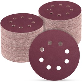 POTUINOM 5 Inch 8 Hole Sanding Discs, 100 PCS 1200-Grit Hook and Loop Sandpaper, Round Alumina Orbital Sander Pads for Polishing, Grinding, Woodworking