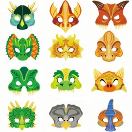 Kids Dinosaur Masks for Party Bag Fillers,12pcs Dino Party Masks Dress Up Cosplay Mask, Costumes Party Favorites Children Dinosaur Masks for Boys Girl Masquerade Birthday Party Supplies Dress Up